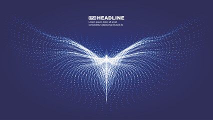 Wall Mural - luminous particle trajectory spread wings or abstract butterfly vector graphics