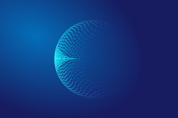 Wall Mural - luminous particles converge to form sphere internet science and technology background