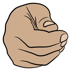 Wall Mural - Front view of a human hand with folded in fist fingers. Cartoon style. Isolated vector illustration.