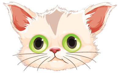 Sticker - Cute Kitten Head in Cartoon Style