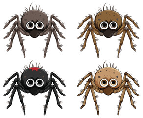 Poster - Set of spider cartoon isolated