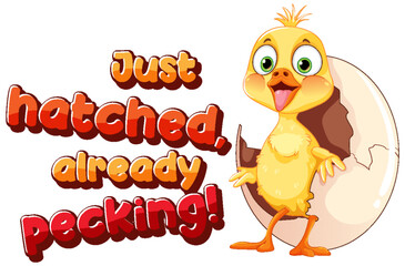 Sticker - Little duckling hatching the egg text icon