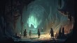 © X-Poser - A group of adventurers exploring a dungeon. Fantasy concept , Illustration painting. Generative AI