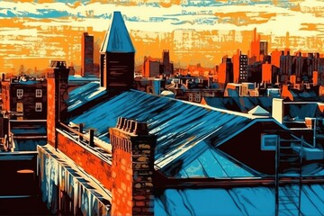 Wall Mural - modern city skyline with towering skyscrapers generative ai