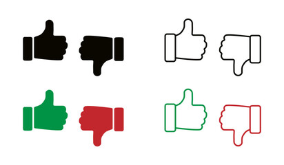 Wall Mural - Thumbs up and thumbs down vector icons. Approve and disapprove vector signs