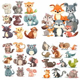 Fototapeta Pokój dzieciecy - Cartoon character of animal collection on white background