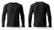 © DendraCreative - Black long sleeve t shirt front and back view isolated on white background. Generative AI