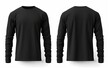 Black long sleeve t shirt front and back view isolated on white background. Generative AI