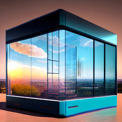 creative cloud concept in glass cube cloudscape digital metaverse infrastructure 