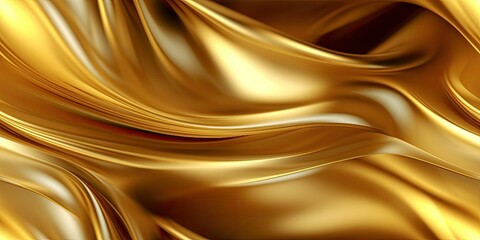 Abstract 3D Background with flowing liquid gold texture. Seamless golden texture. Generative AI