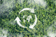 Recycling symbol, icon representing the ecological call to recycle and reuse in the form of a pond with a recycling symbol,
