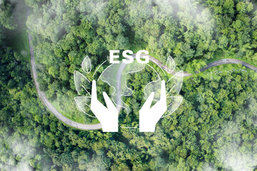 Wall Mural - environmental technology concept. sustainable esg modernization development by using technology of r