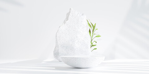 Wall Mural - Minimal product placement background. Terrazzo marble podium display for product presentation. 3d illustration