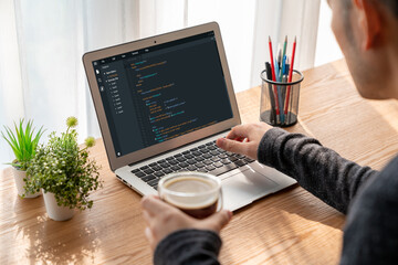 Software development programming on computer screen for modish application and program coding