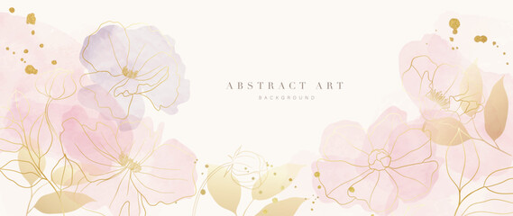 Wall Mural - spring floral in watercolor vector background. luxury flower wallpaper design with wild flowers, lin