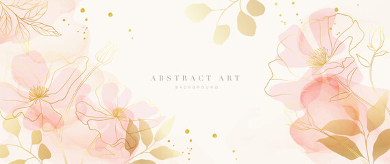 Wall Mural - spring floral in watercolor vector background. luxury flower wallpaper design with wild flowers, lin