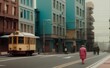 © Fernando - a person walking down a street with a trolley - Generative AI