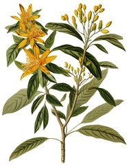 ylangylang isolated on transparent background, old botanical illustration