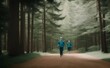 © Fernando - two people walking down a dirt road in the woods - Generative AI