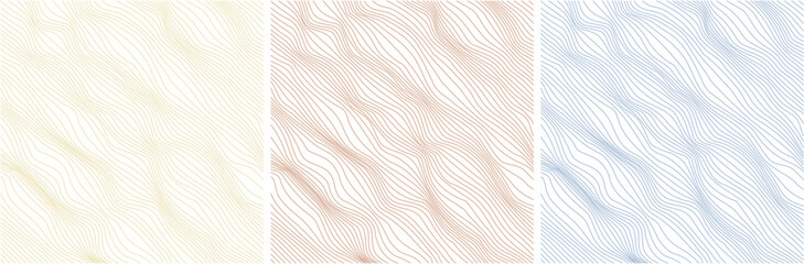 Wall Mural - set of 3 background with abstract vector wave striped pattern	