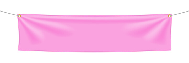 Wall Mural - pink fabric banner with folds and shadow