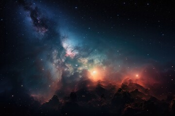 Wall Mural - close-up of galaxy and nebula, with starry background visible, created with generative ai