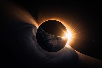 Wall Mural - nebulous swirl of colors and shapes, with dark silhouettes against the stars, created with generativ