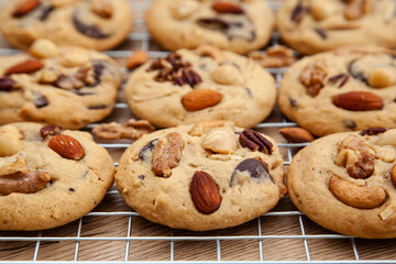 Wall Mural - Fresh baked homemade mixed nut chocolate cookie