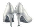 A pair of white shoes. Shoes for the bride. Watercolor illustration on a white background..Clipart of a pair of shoes