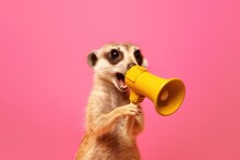 A Meerkat Using A Yellow Megaphone