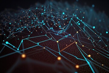 Leinwandbilder - Abstract technologies are the interweaving of lines, dots and light rays with points of light.Generative AI