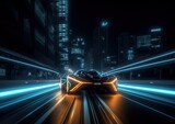 Fototapeta Perspektywa 3d - futuristic supercar  with neon light