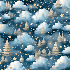 Wall Mural - christmas tree and snow