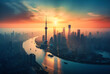 sunrise over the shanghai city skyline