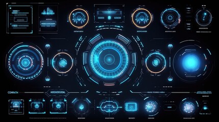 Leinwandbilder - Futuristic Callouts titles in HUD style. Hud,GUI for game background design. Technology background. Digital data. Generative AI