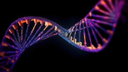 Wall Mural - dna strand on black background. dna molecular structure with sequencing data of human. generative ai
