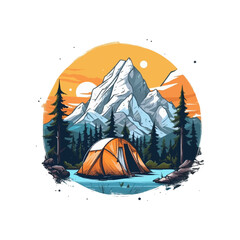 outdoor adventure mountain camping vector illustration