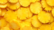 Background of sliced pineapple closeup