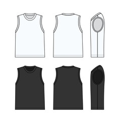 Wall Mural - Sleeveless  T-shirt vector template illustration set