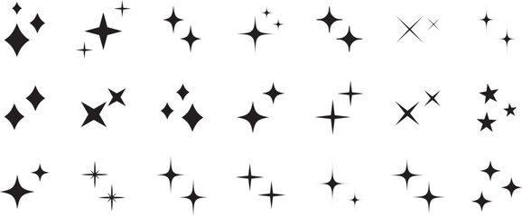 Wall Mural - シンプルな星・キラキラのアイコンセット　　simple shining icon set