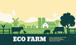 Rural landscape with cows. Farmland eco life