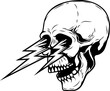 Skull with lightnings. Vintage skull with lightnings. For logo, label, sign, t shirt.