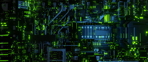 Wall Mural - advanced digital technology concept with binary code and abstract geometric shapes innovative shiny 