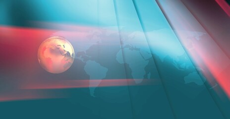 Wall Mural - illustration of red and blue holographic lights on the background of the globe