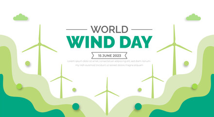World Wind Day background or banner design template celebrated in June. wind typography and vector illustration.