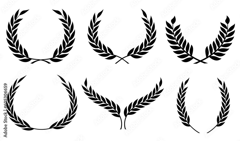 Laurel wreath victory icon set Stock Vector | Adobe Stock
