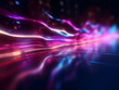 © Alexandr - abstract futuristic background with glowing neon moving high speed wave lines and bokeh lights. Data transfer concept, Ai