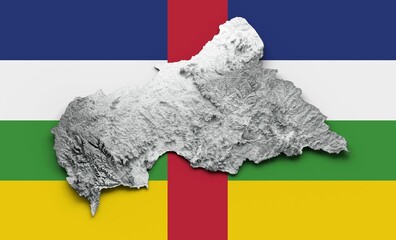 Sticker - Illustration of the map of Central African Republic made of clay on the national flag