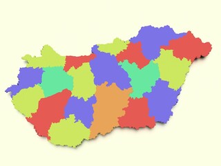  3D rendering of a colorful map of Europe isolated on a bright plain background