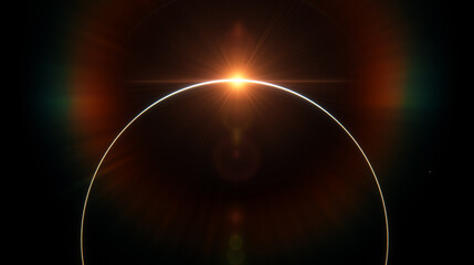 Wall Mural - planet earth dawn sunset from space. silhouette planet earth in rays of sun against background of sp